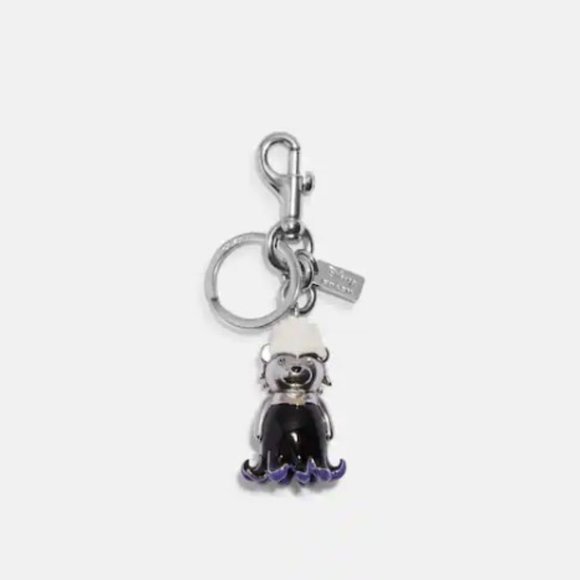 Disney X Coach Ursula Bear Bag Charm Villain's Keychain FOB NWT Queen Metal Ring - Picture 7 of 8